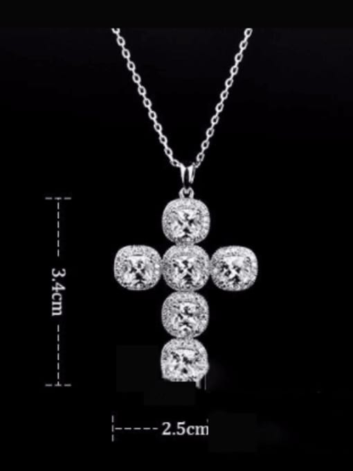 platinum Brass Cubic Zirconia Cross Minimalist Regligious Necklace