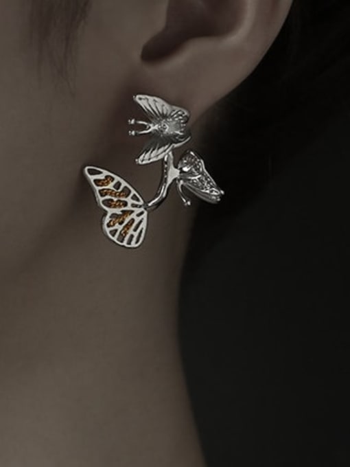 TINGS Brass Cubic Zirconia Butterfly Bohemia Stud Earring 2