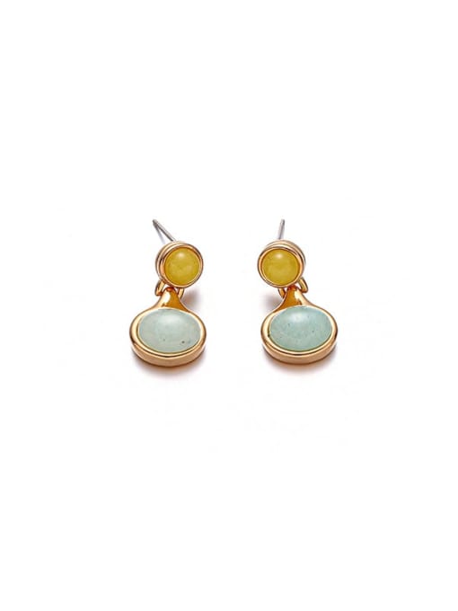 Ear studs sold by pair Brass Natural Stone Trend Irregular  Earring and Necklace Set