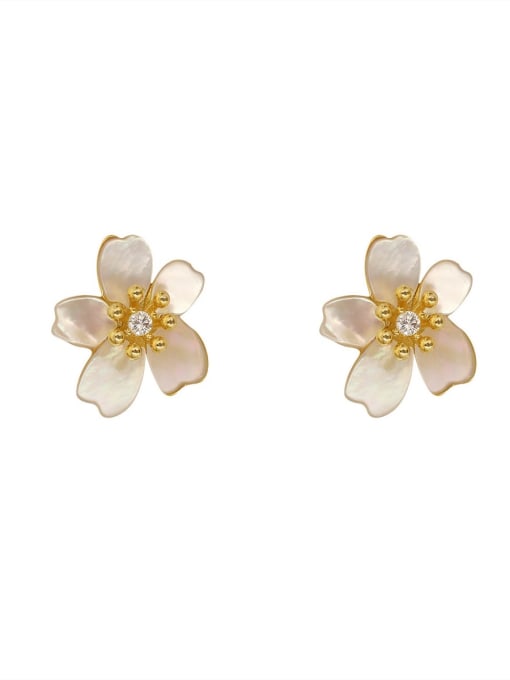 HYACINTH Brass Shell Flower Minimalist Clip Earring 0