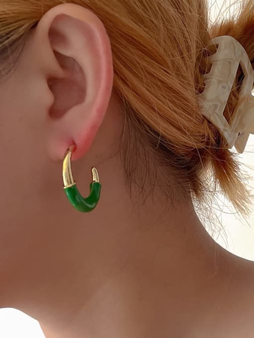 YOUH Brass Enamel Geometric Minimalist Stud Earring 1