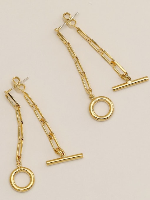 HYACINTH Brass Hollow Geometric  chain Vintage Drop Trend Korean Fashion Earring 3