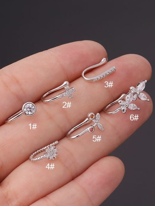 HISON Brass Cubic Zirconia Cross Vintage Nose Rings(Single Only One) 1