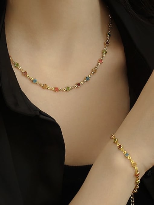 ACCA Brass Cubic Zirconia  Bracelet and Necklace Set 3