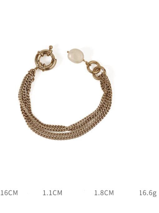 Section 9 (in order of details) Brass Imitation Pearl Hollow Geometric Chain Vintage Link Bracelet