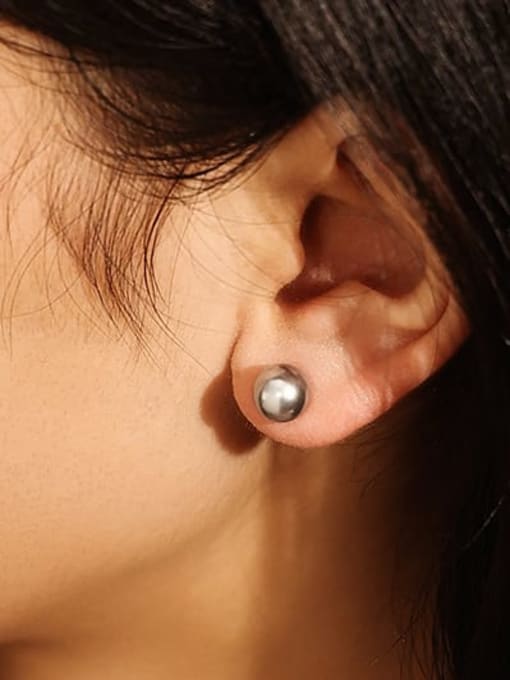 ACCA Brass Imitation Pearl Round Minimalist Stud Earring 1