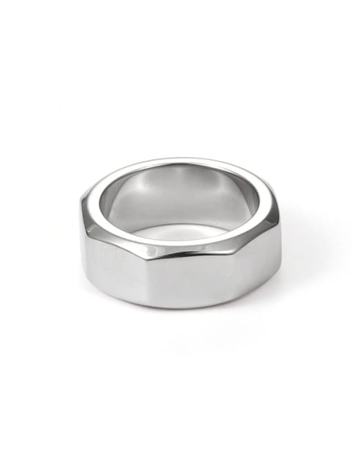 TINGS Titanium Steel Geometric Minimalist Band Ring 0