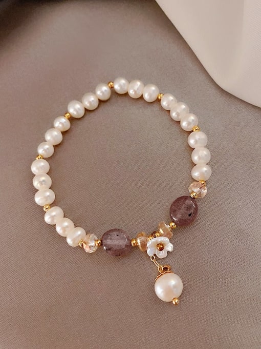 Strawberry crystal.  pearl bracelet Alloy Imitation Pearl Trend Beaded Bracelet