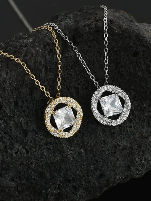 YOUH Brass Cubic Zirconia Geometric Minimalist Necklace 0
