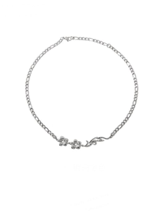 Titanium steel chain, Brass Pendant Titanium Steel  Hollow Flower Vintage Necklace