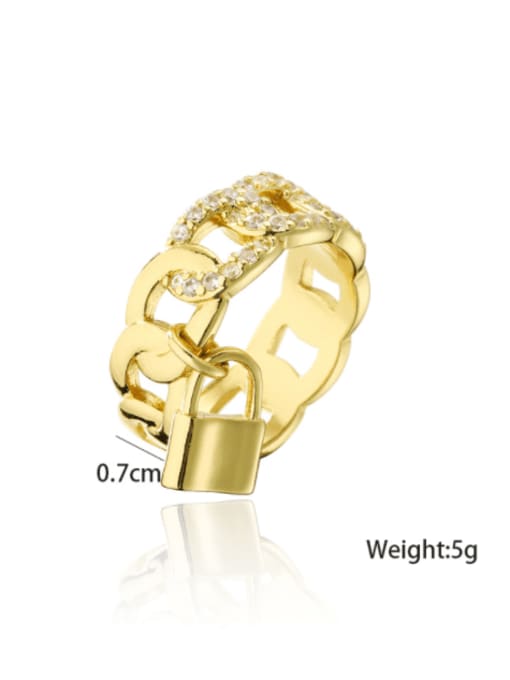 AOG Brass Cubic Zirconia Locket Minimalist Geometric Chain Band Ring 2