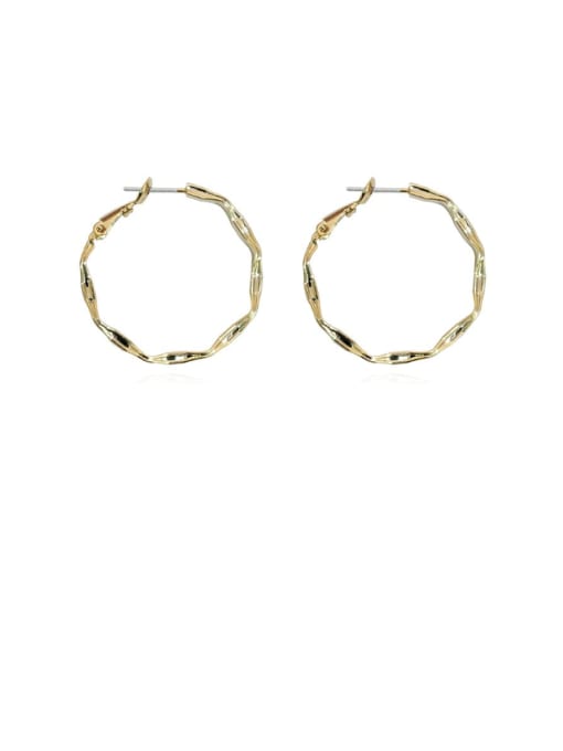 HYACINTH Copper Hollow Round Minimalist Hoop Trend Korean Fashion Earring 0