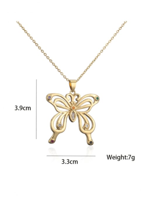 20984 Brass Rhinestone  Trend Butterfly Pendant Necklace