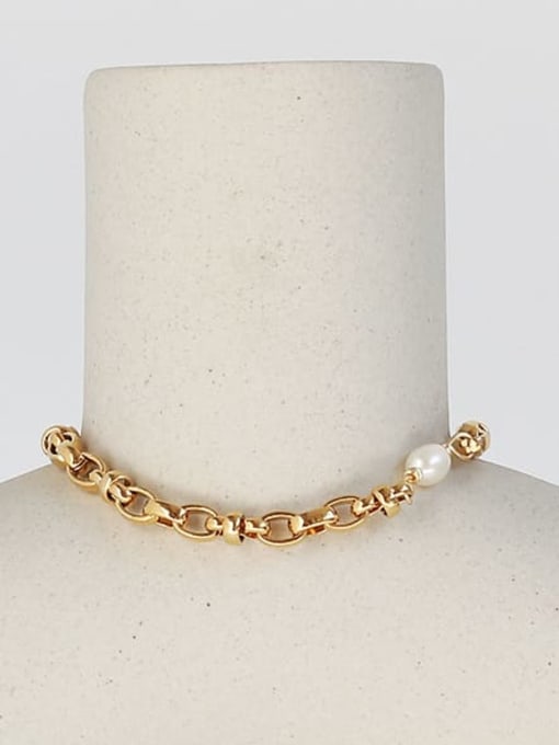 ACCA Brass Imitation Pearl Geometric Vintage Bracelet 2