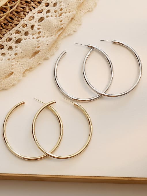 HYACINTH Copper Hollow Round Minimalist Hoop Trend Korean Fashion Earring 1