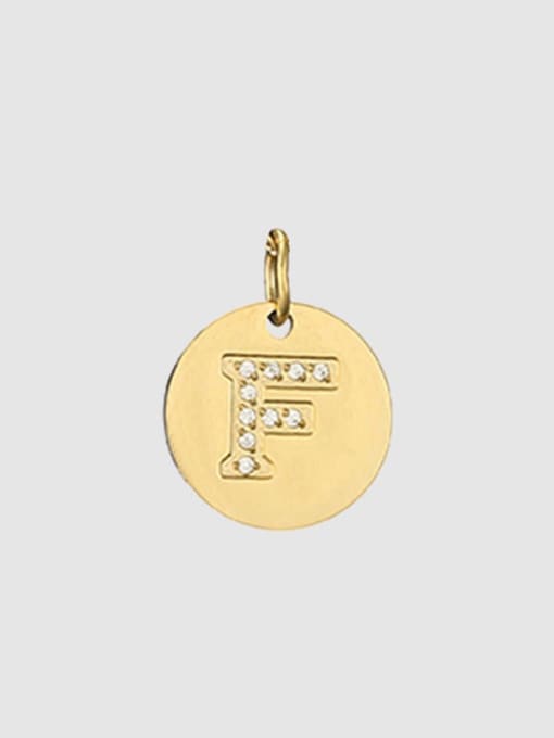 F 14 K gold Titanium 26 Letter Minimalist round pendant Necklace