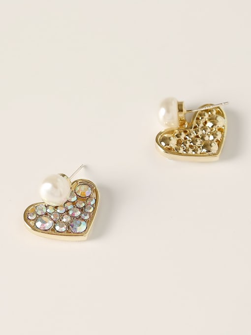 HYACINTH Brass Cubic Zirconia Heart Vintage Stud Trend Korean Fashion Earring 2