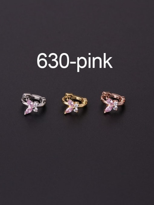 Pink zircon Brass Cubic Zirconia Butterfly Vintage Single Earring(Single Only One)