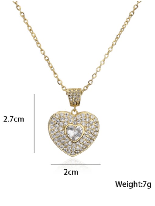 AOG Brass Cubic Zirconia Vintage Heart  Pendant Necklace 3