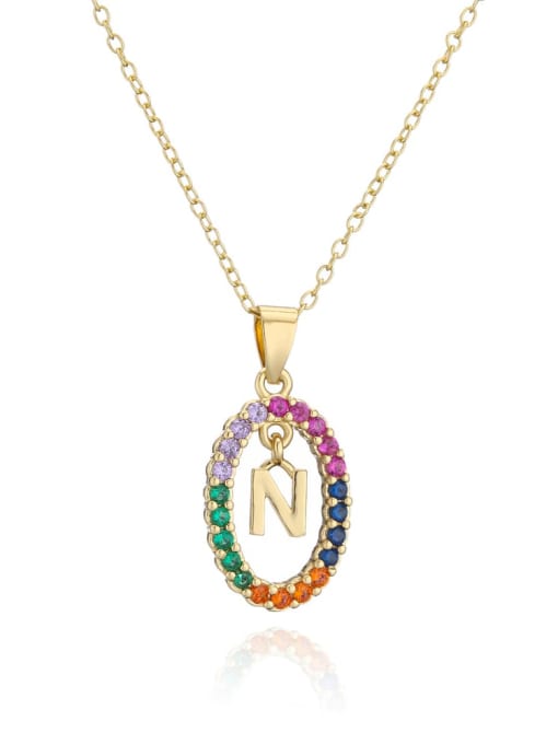 N Brass Cubic Zirconia Letter Trend Necklace