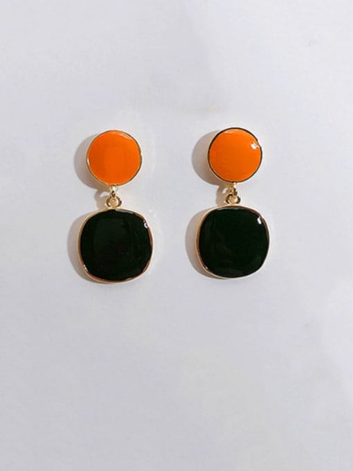 Dark green Copper Enamel Geometric Minimalist Drop Trend Korean Fashion Earring