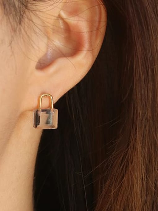 ACCA Brass Cubic Zirconia Locket Minimalist Huggie Earring 1