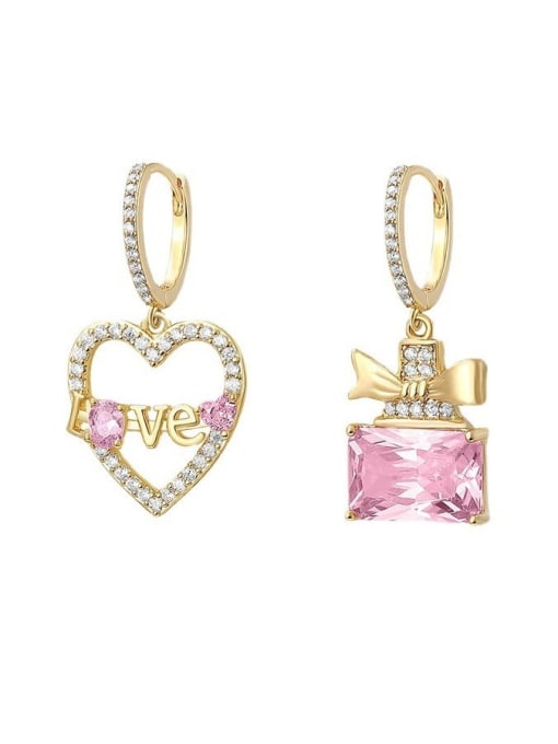 OUOU Brass Cubic Zirconia Heart Luxury Cluster Earring 0