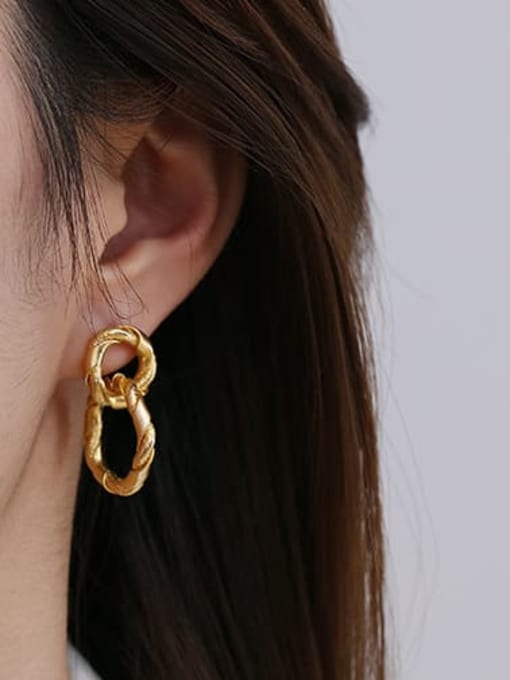 Double ring Brass Hollow Round Vintage Drop Earring