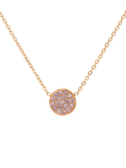 February Violet Rose Gold Stainless steel Cubic Zirconia Round Minimalist Necklace