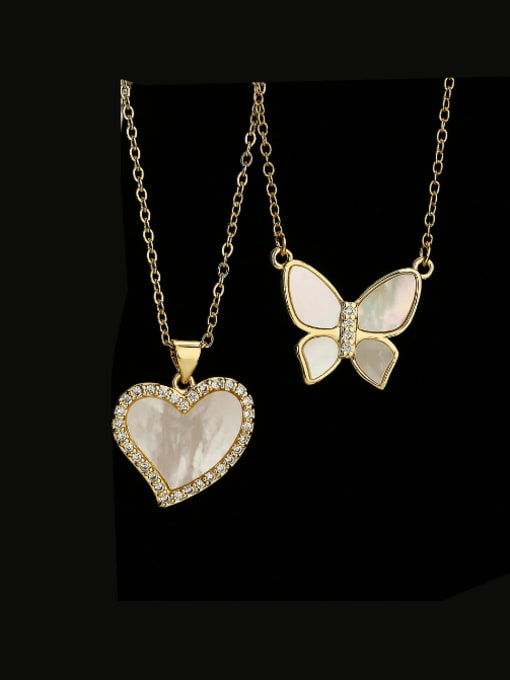 AOG Brass Shell Butterfly Heart Minimalist Necklace 0