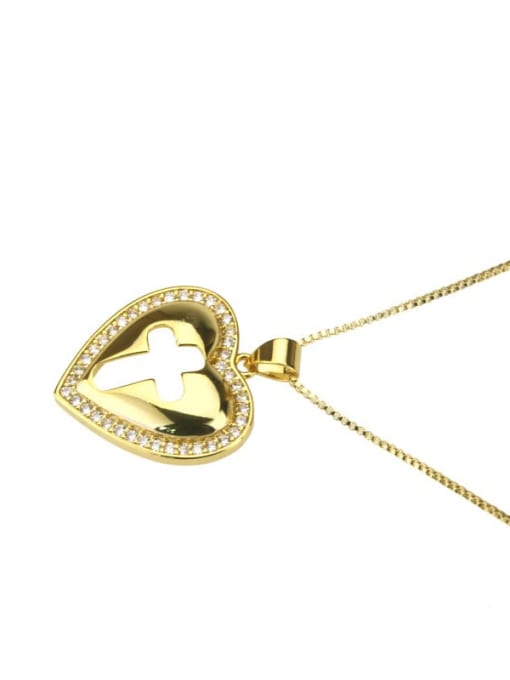 renchi Brass Rhinestone Heart Minimalist Necklace 2