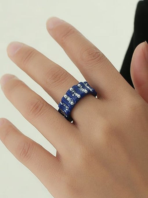 Five Color Brass Enamel Geometric Trend Band Ring 1