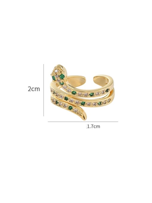 YOUH Brass Cubic Zirconia Snake Dainty Band Ring 2