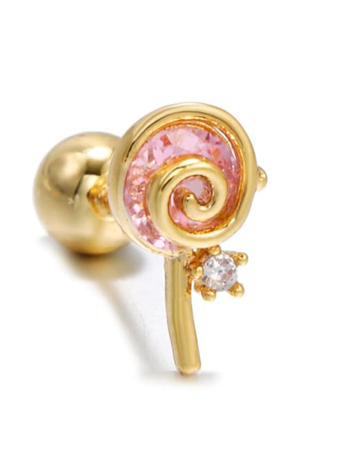Lollipop gold Brass Cubic Zirconia Irregular Trend Single Earring(Single+Only One)