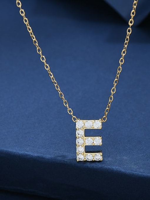 YOUH Brass Cubic Zirconia Letter Minimalist Necklace 1