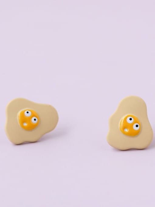 Five Color Alloy Enamel  Cute cartoon personality omelette irregular Stud Earring 3