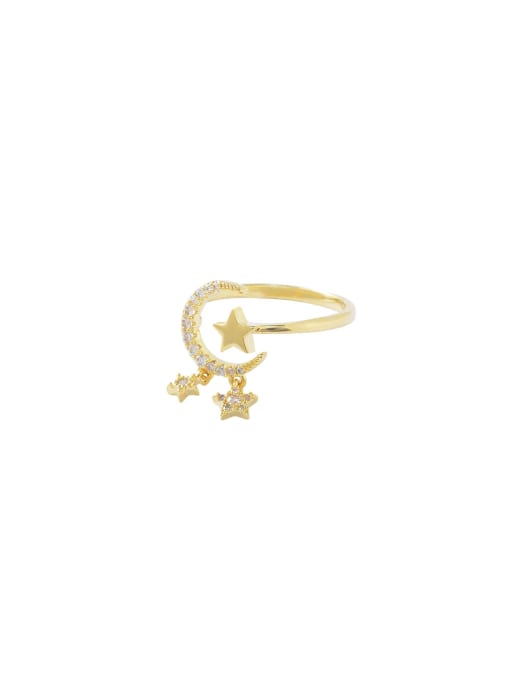 YOUH Brass Cubic Zirconia Star Dainty Band Ring 0
