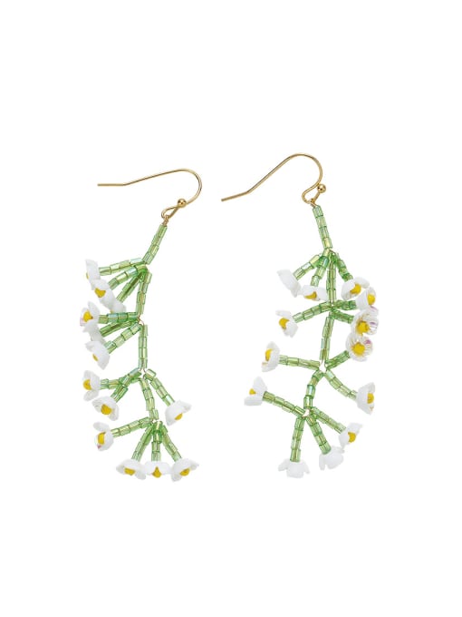 TINGS Brass glass crystal beads Flower Cute Pure handmade Weave Earring