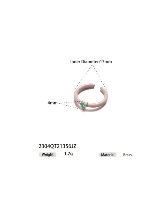 2304QT21356JZ Brass Enamel Heart Minimalist Band Ring
