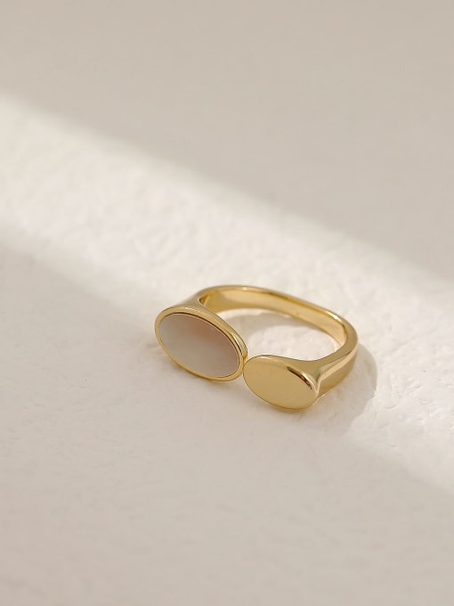 14k gold Brass Shell Geometric Minimalist Band Ring