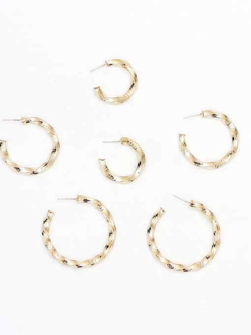 14K gold Copper Round Minimalist Hoop Trend Korean Fashion Earring