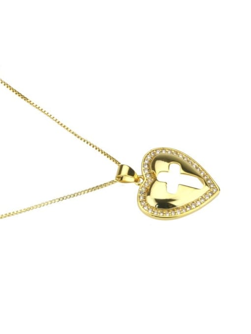 renchi Brass Rhinestone Heart Minimalist Necklace 3