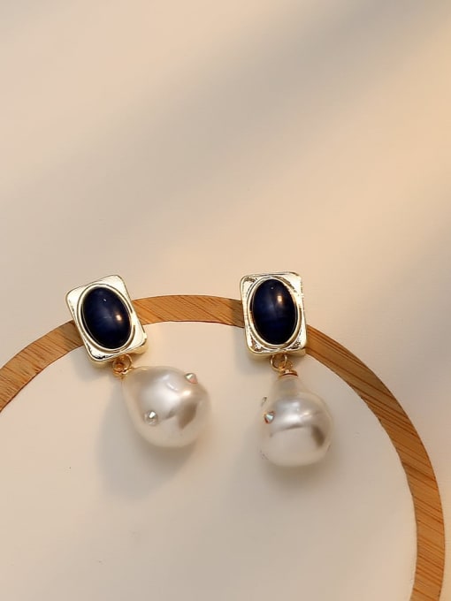 HYACINTH Copper Imitation Pearl Geometric Vintage Drop Trend Korean Fashion Earring 2