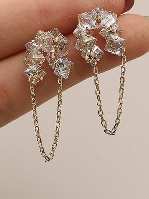 HYACINTH Brass Crystal Tassel Dainty Drop Trend Korean Fashion Earring 2