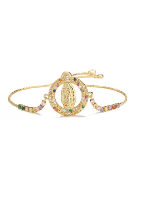 30883 Brass Cubic Zirconia Irregular Vintage Adjustable Bracelet