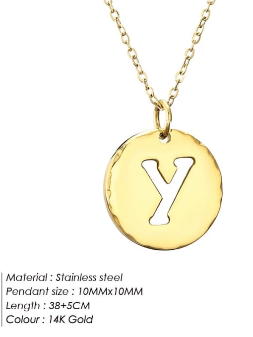 Y 14 K gold Stainless steel Letter Minimalist Necklace