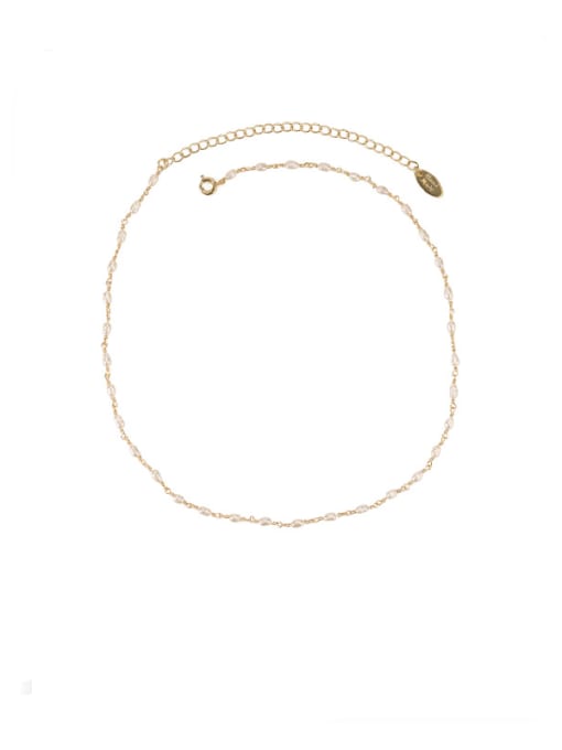 All Pearl Necklace Brass  Minimalist Chain Necklace