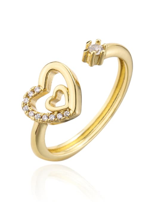 11844 Brass Cubic Zirconia Heart Vintage Band Ring