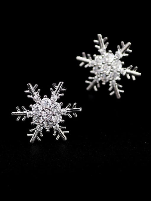 HYACINTH Copper Cubic Zirconia  Cute snowflakeSt  Trend Korean Fashion Earring 1