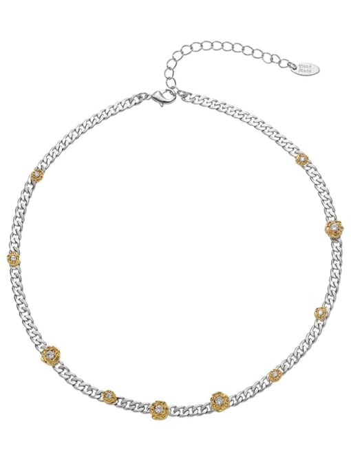 Camellia necklace Brass Cubic Zirconia Flower Trend Necklace